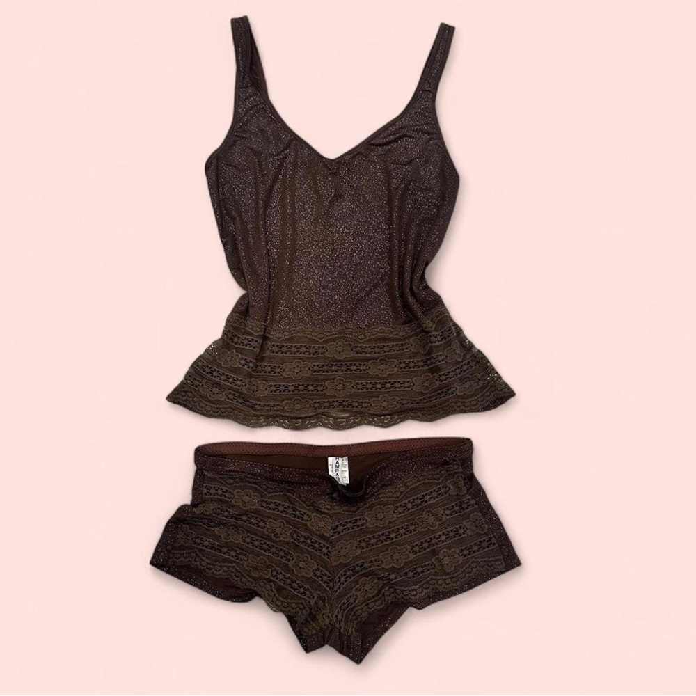 Rampage Brown Lace Sleepwear Set